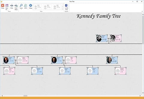 Pedigree chart - full tree, template 4